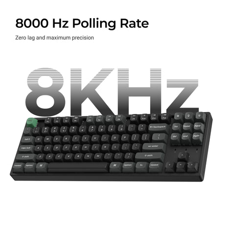 Keychron k8 ultra 8k wireless custom mechanical keyboard (zwart, us lay-out (qwerty), apex banana, 80% (tkl), rgb leds, osa double-shot pbt, usb-c | 2.4 ghz | bluetooth 5.2)