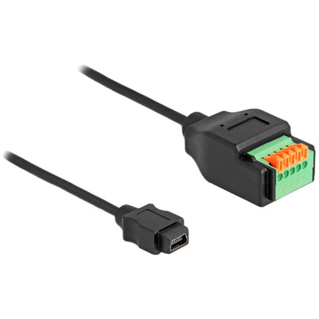 Delock USB 2.0 Adapter, USB 2.0 Typ Mini-B Buchse > 5 Pin Klemmblock (schwarz, 15cm)