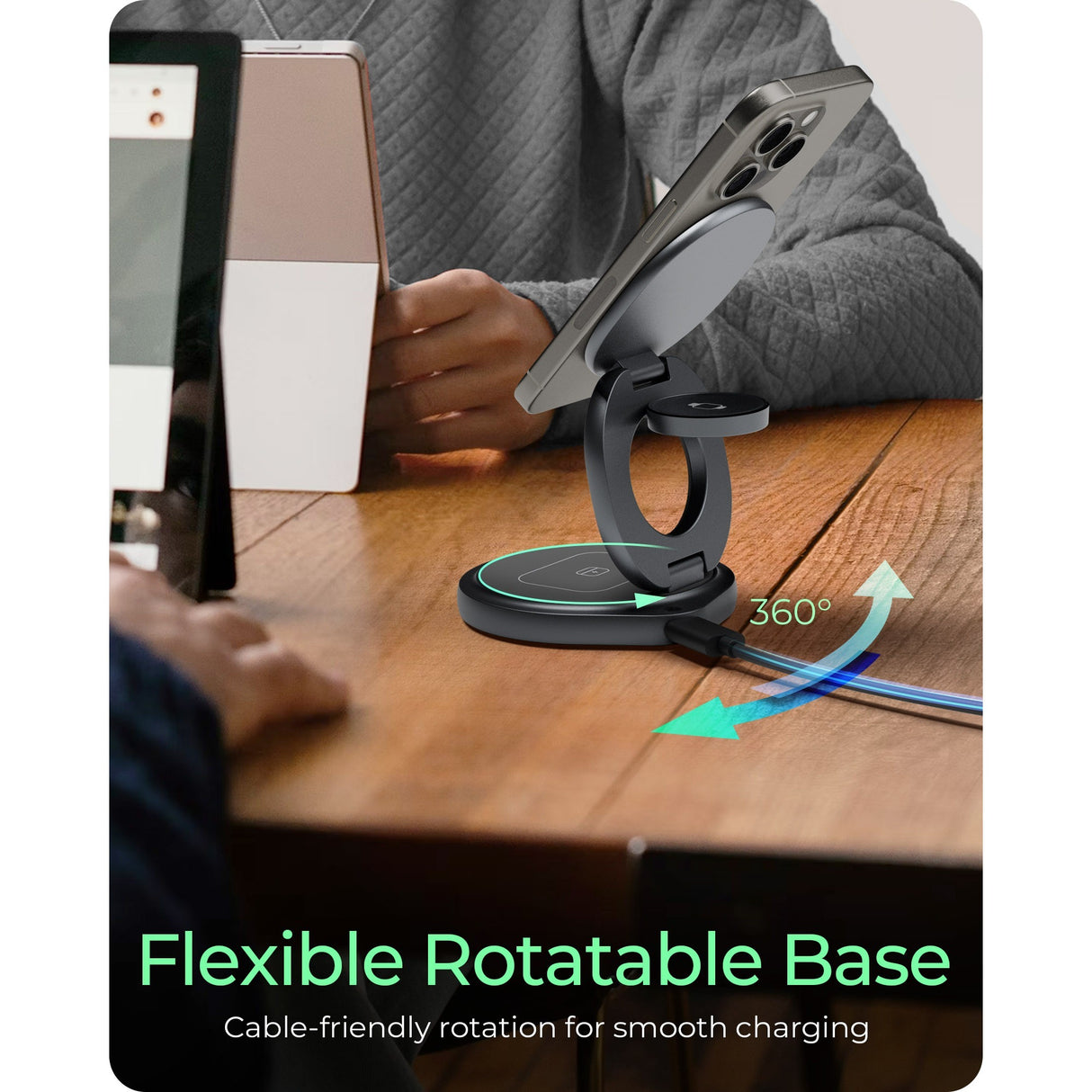 Icy Box 3-in-1 faltbares kabelloses Ladepad