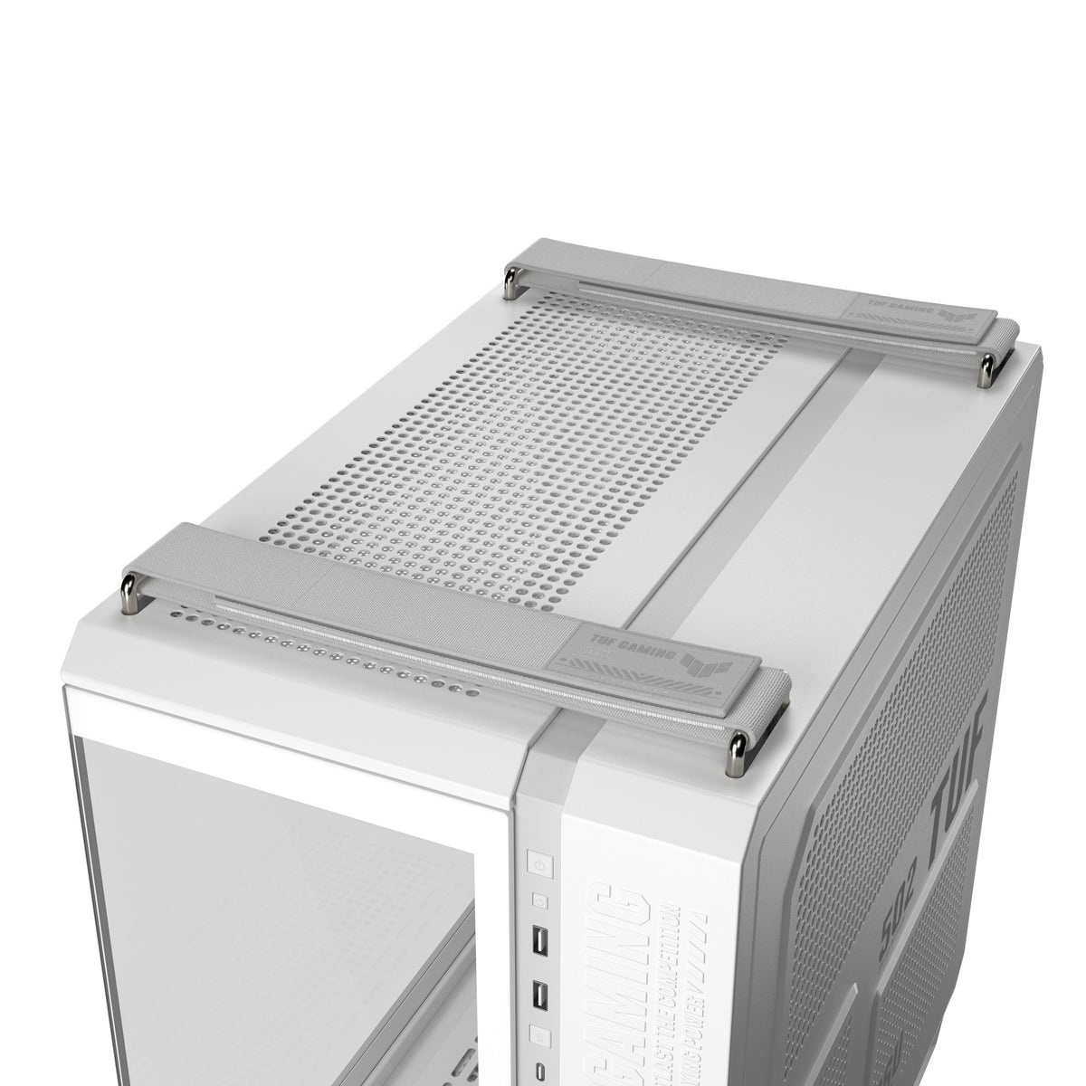 Asus TUF Gaming GT502 Horizon ArGB Midi-Tower-Gehäuse (weiß | 3x USB-A | 1x USB-C | gehärtetes Glas)