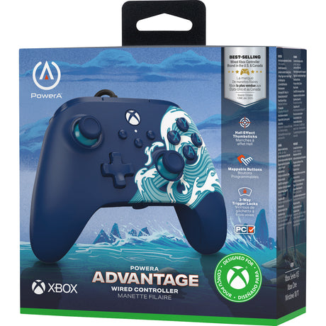 Powera Advantage Controller mit Kabel für die Xbox Series X|s – Water Wave (Azurblau, Xbox Series X|s, Xbox One, PC)