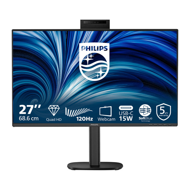 Philips 27b2n3500jh 00 27 monitor (zwart, 1x displayport, 2x hdmi, 1x usb-c, 4x usb-a, 120 hz, webcam)
