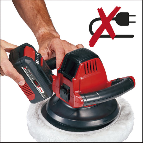 Einhell Akku-Polierer CE-CB 18 254 Li Solo – Power X-Change – 18 V Li-Ion – 2.500 t min – ø254 mm – inkl. 2x Poliertuch (1x Textil, 1x Synthetik) - exkl. Akku und Ladegerät