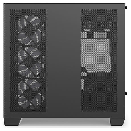 Sharkoon steel shark midi tower behuizing (zwart | 2x usb-a | 1x usb-c | rgb | tempered glass)