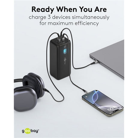 Goobay Laptop-Powerbank (schwarz, 20.000 mAh, Power Delivery)