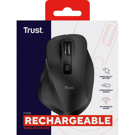 Trust Fyda kabellose Maus (schwarz, 800–2400 dpi)