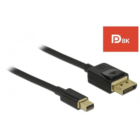 Delock Mini Displayport > Displayport Kabel (schwarz, 1 Meter, 8k 60 Hz)
