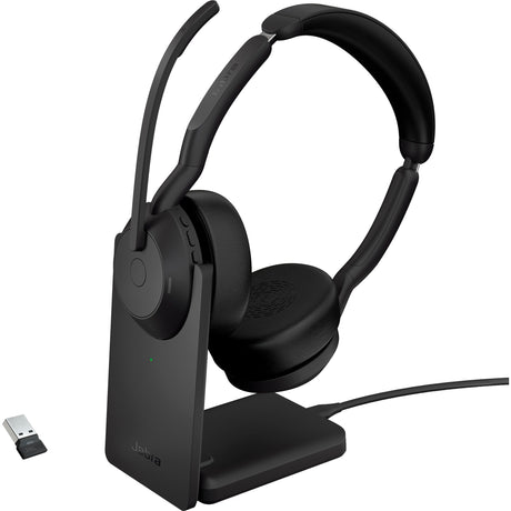 Jabra evolution2 55, inkl. Ladestation für On-Ear-Headset (schwarz, Stereo, UC, USB-A, Link380a)