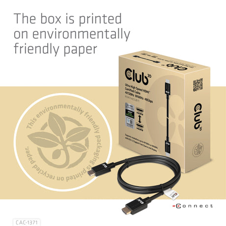 Club 3D Ultra-High-Speed-HDMI-Kabel (schwarz, 1 Meter, 4K 120 Hz, 8K 60 Hz, 48 Gbit/s)