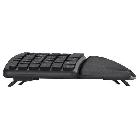 Trust Keyra ergonomische kabellose Tastatur (schwarz, US-Layout (QWERTY), 100 %, 2,4 GHz USB | Bluetooth)
