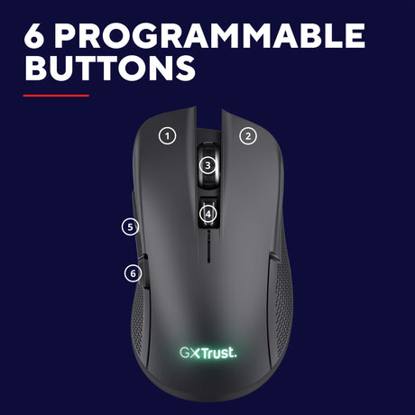 Trust GXT 931 YBar kabellose Gaming-Maus (schwarz, 200–7.200 dpi, 2,4 GHz Bluetooth USB)