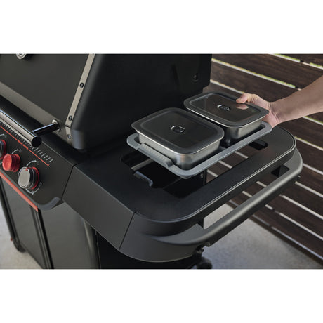 Weber Works Zubereitungs- und Servierset Behälter (Edelstahl grau, 2 Lebensmittelbehälter aus Edelstahl, 2 Tabletts, 1,8 Liter pro Behälter)
