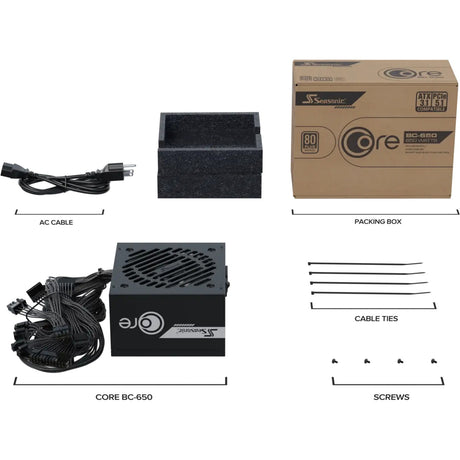 Seasonic Core BC-650 ATX 3.1 650 Watt Netzteil (schwarz, 2x PCIe)