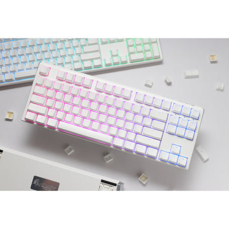 Ducky One 3 Classic Pure White TKL RGB mechanische Tastatur (weiß, US-Layout (QWERTY), Cherry MX Silent Red, 80 % (TKL), RGB-LEDs, Double-Shot PBT, Hot-Swap-fähig, Quack-Mechanik)