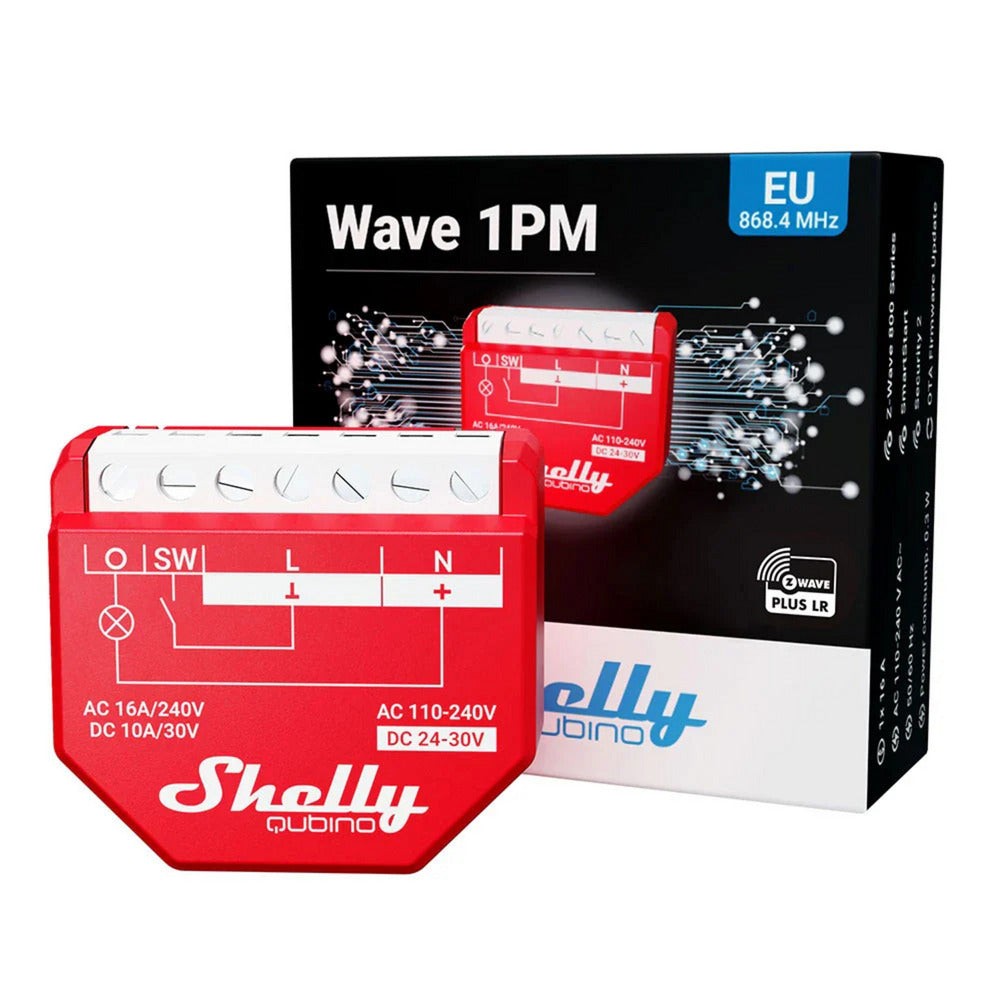 Shelly wave 1pm eu lr schakelaar (rood, z-wave, z-wave+)