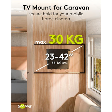 Goobay TV-Wandhalterung Caravan fest (m), 23 bis 42 Zoll Wandmontage (schwarz)