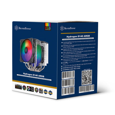 Silverstone SST-HYD140-ARGB CPU-Kühler (4-Pin-PWM-Lüfteranschluss, 4-1 Pin ARGB (5V LED))