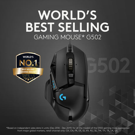 Logitech G502 Hero Hochleistungs-Gaming-Maus (schwarz, 100–25.600 dpi, RGB-LEDs)