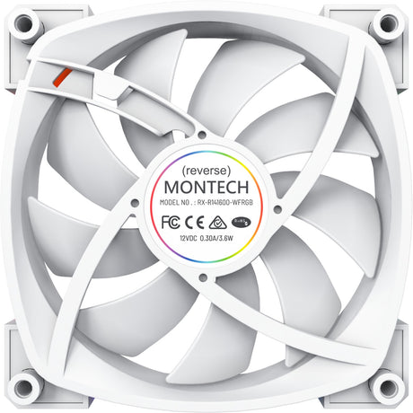 Montech RX140 PWM RGB-Gehäuselüfter (weiß, 140 x 25 x 140 mm, 3-Pin-Argb)