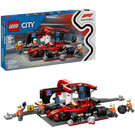 Lego 60443 City F1 Boxenstopp und Boxencrew mit Ferrari