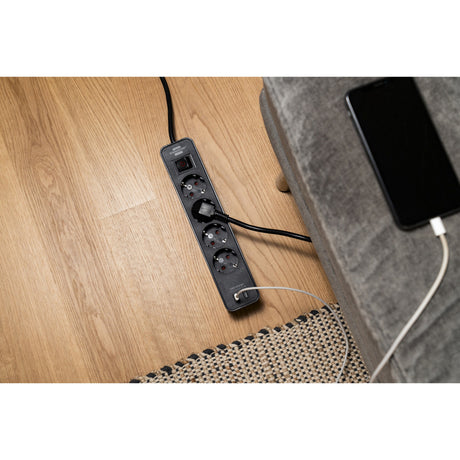 Brennerstuhl ecolor Steckdosenleiste mit 2 USB-C Ladebuchsen | 4 Steckdosen | schwarz | 1,5m h05vv-f 3g1,5 - 1153240106