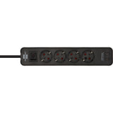 Brennerstuhl ecolor Steckdosenleiste mit 2 USB-C Ladebuchsen | 4 Steckdosen | schwarz | 1,5m h05vv-f 3g1,5 - 1153240106