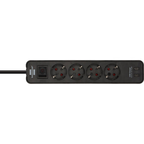 Brennerstuhl ecolor Steckdosenleiste mit 2 USB-C Ladebuchsen | 4 Steckdosen | schwarz | 1,5m h05vv-f 3g1,5 - 1153240106