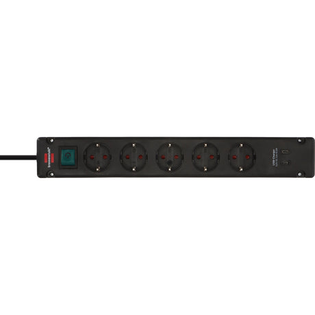 Brennerstuhl Bremounta Steckdosenleiste mit 2 USB C Ladebuchsen | 5-fach | schwarz | 3m h05vv-f 3g1,5 - 1150660415
