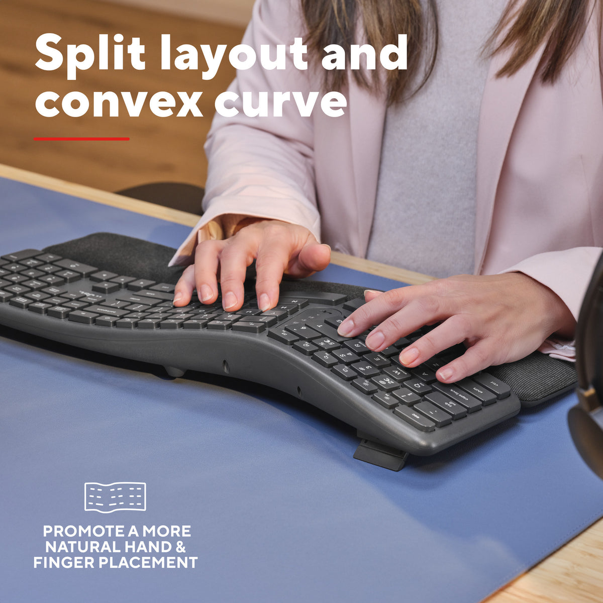 Trust Keyra ergonomische kabellose Tastatur (schwarz, US-Layout (QWERTY), 100 %, 2,4 GHz USB | Bluetooth)