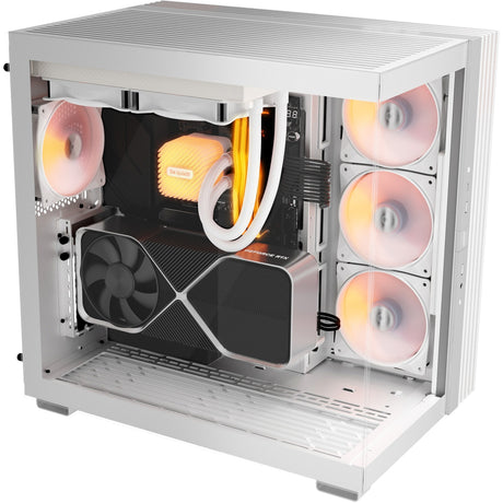 Ruhig sein! Lichtsockel 600 lx Midi-Tower-Gehäuse (weiß | 2x USB-A | 1x USB-C | RGB | gehärtetes Glas)