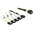 Delock mini SAS HD SFF-8643 > 4x SATA 7-Pin Adapter (schwarz, 1 Meter + Seitenband 1 m Metall)