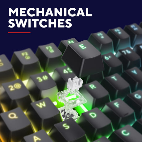 Mechanische Gaming-Tastatur Trust GXT 871 Zora (Schwarz, US-Layout (QWERTY), Huano Red, 100 %, RGB)