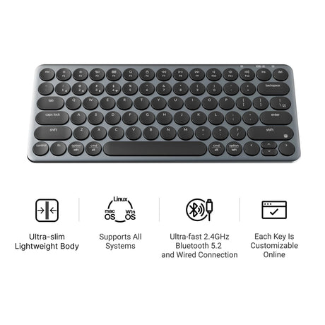 Tastatur Keychron B3 Pro-K8 (weiß, US-Layout (QWERTY), Scherenschalter, 75 %, ABS-Tastenkappen, 2,4 GHz | Bluetooth | USB)