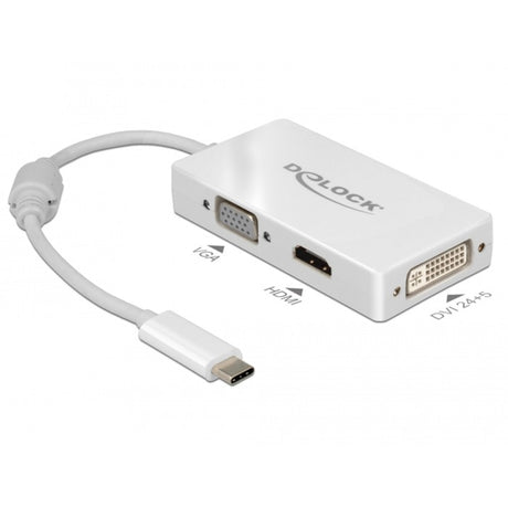 Delock USB-C > VGA HDMI DVI Adapter (weiß, 0,13 Meter)