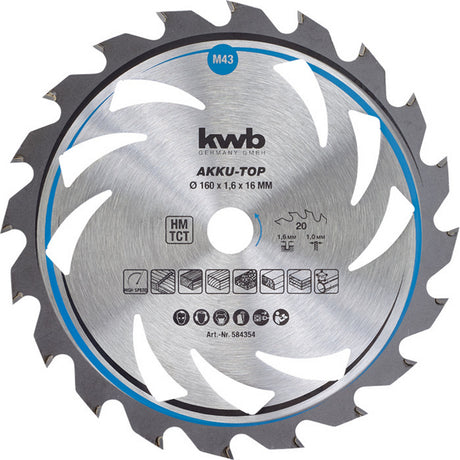Kwb Dünnschnitt-Kreissägeblatt, Wolframcarbid verstärkt 160mm
