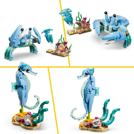 Lego® Creator 3in1 Meerestiere: Wunderschöne Delfine – in ein Seepferdchen oder eine Krabbe umbauen – 31385