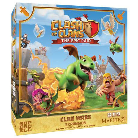 Asmodee Clash of Clans: The Epic Raid – Clan Wars Erweiterung Brettspiel (englisch, 2 – 6 Spieler, 45 – 90 Minuten, ab 12 Jahren, Erweiterung)