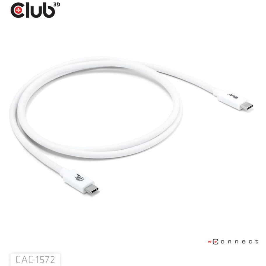 Club 3D USB-C 80 Gbit/s zertifiziertes 240 W 8K 240 Hz Kabel (weiß, 1,2 m)