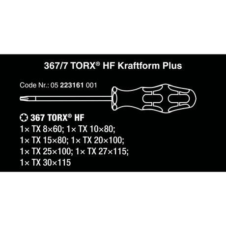 Wera 367 7 Torx HF Schraubendreher Set Kraftform plus +