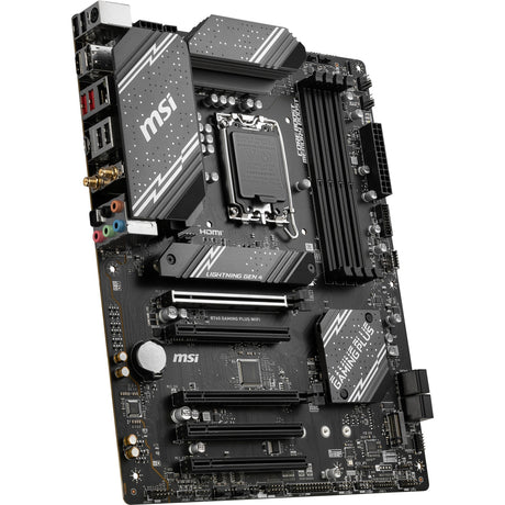 MSI B760 Gaming Plus Wi-Fi Socket 1700 Motherboard (grau schwarz, RAID, 2,5 GB LAN, Wi-Fi 6e, BT, Sound, ATX)