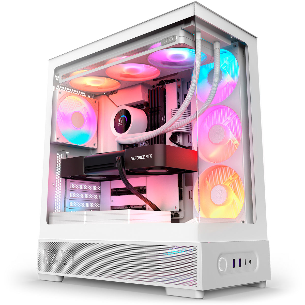 Nzxt s5 rgb midi tower behuizing (wit | 2x usb-a | 1x usb-c | rgb | tempered glass)