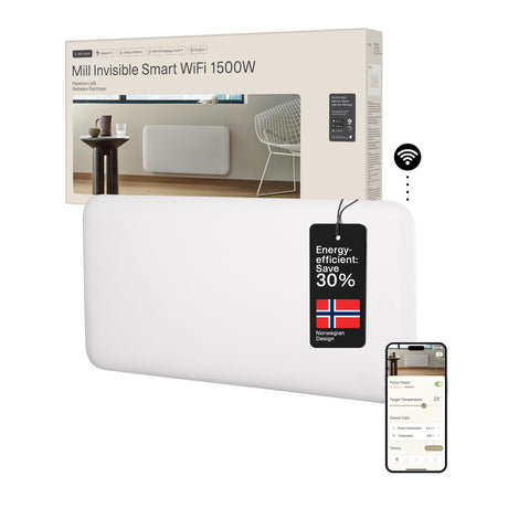 Mill Steel WiFi Flächenheizung pa1500wifi4a, 1500 Watt Konvektor (weiß, WiFi 2,4 GHz (WiFi 6), Bluetooth 5.2, ZigBee 3.0 + App)