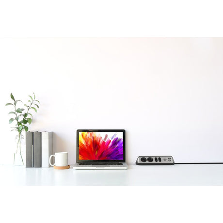Brennerstuhl ®estilo Eck-Anschlussdosenleiste mit USB-Ladefunktion 4-fach 2x Schutzkontaktsteckdose 2x Euro silber schwarz
