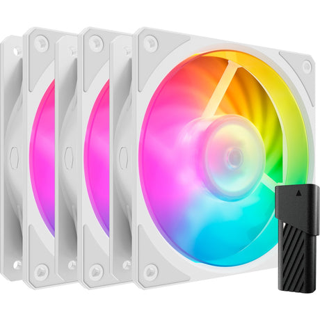Cooler Master Mobius 120p ArGB 120x120x25 Gehäuselüfter (weiß, 3 Stück, 120 x 120 x 25 mm, PWM)