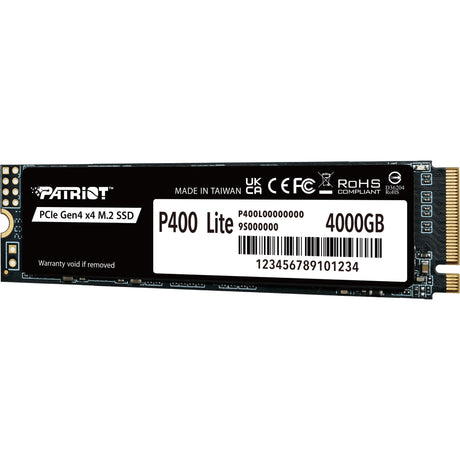 Patriot p400 lite 4 TB SSD (schwarz und weiß, p400lp4kgm28h, PCIe 4.0 x4, NVME 1.4, M.2 2280)