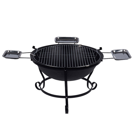 The Windmill Lagerfeuerset Holzgrill (schwarz, Feuerschale | Rahmen (Basis) | Grill | Edelstahlbehälter)