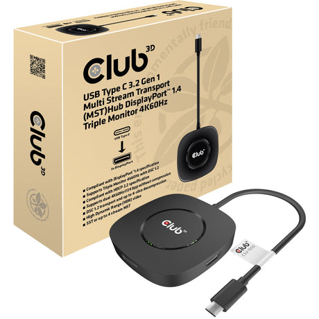 Club 3D USB-C 3.2 MST Hub DisplayPort 1.4 Adapter (Schwarz)