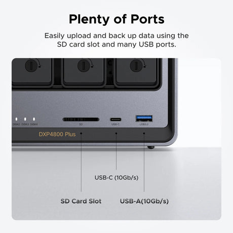 Ugreen nasync dxp4800 plus (grau, 2,5GB-LAN, 10GB-LAN, HDMI, 4x USB-A, USB-C)