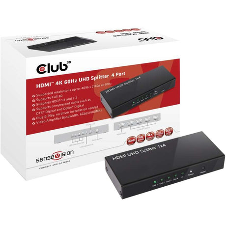 Club 3D HDMI 2.0 UHD Splitter 4 Ports HDMI Splitter (Schwarz)