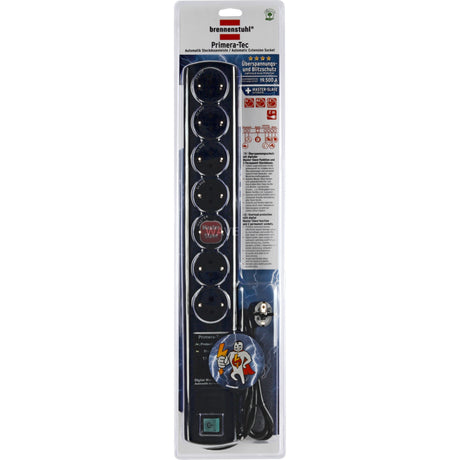 Brennerstuhl Primera-Tec 19.500 A Automatik-Steckdosenleiste mit Überspannungsschutz schwarz 2m H05VV-F 3G1,5